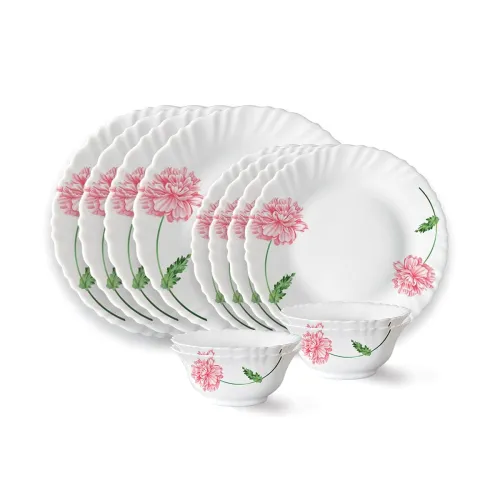 Image of Larah by Borosil Red Mist Fluted Series Opalware Dinner Set