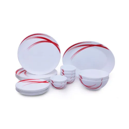 Image of Larah by Borosil Red Stella Moon Series Opalware Dinnerset