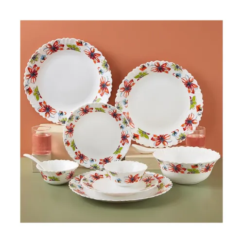 Image of Larah by Borosil Silk Series Bali 35-Piece Opalware Dinner Set