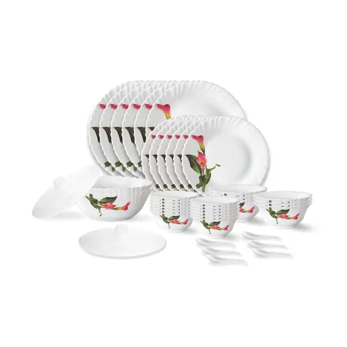 Image of Larah by Borosil Stargazer Fluted Series Opalware Dinner Set | 40 Pieces
