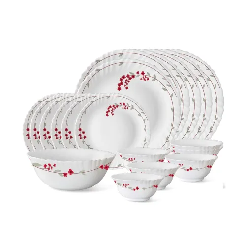 Image of Larah by BOROSIL Verona Opalware Dinner Set (White) - 19-Pieces