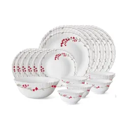 Larah by BOROSIL Verona Opalware Dinner Set (White) - 19-Pieces