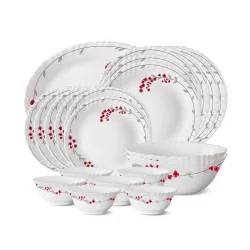Larah by BOROSIL Verona Opalware Dinner Set, 21-Pieces, White