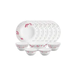 Larah by Borosil Verona Opalware Dinner Set, 13 Pieces, White