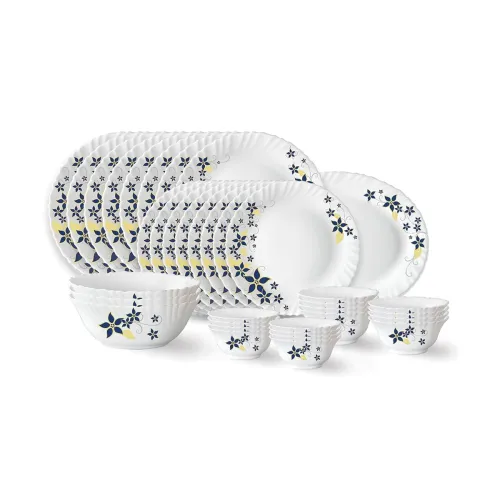 Image of Larah by Borosil Viva Fluted Series Opalware Dinner Set | 36 Pieces