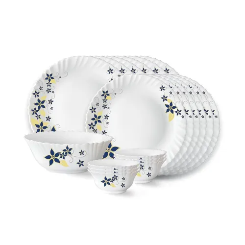 Image of Larah by Borosil Viva Fluted Series Opalware Dinner Set | 19 Pieces