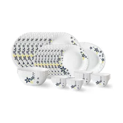 Larah by Borosil Viva Fluted Series Opalware Dinner Set | 36 Pieces