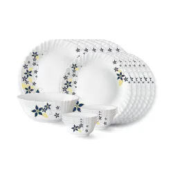 Larah by Borosil Viva Fluted Series Opalware Dinner Set | 19 Pieces