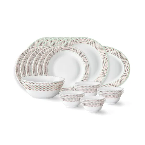 Image of Larah by Borosil Waltz Fluted Series Opalware Dinner Set