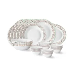 Larah by Borosil Waltz Fluted Series Opalware Dinner Set