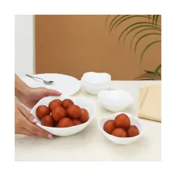 Larah by Borosil White Square Series Opalware 7 Pcs Pudding Set