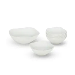 Larah by Borosil White Square Series Opalware 7 Pcs Pudding Set |.