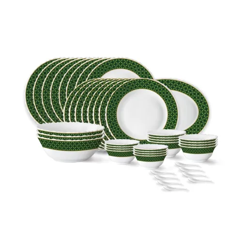 Image of Larah by Borosil Yuri Fluted Series Opalware Dinner Set 44pcs