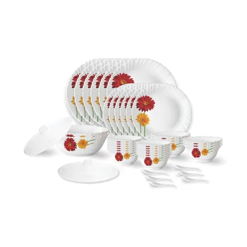Image of Larah by Borosil Zinnia Fluted Series Opalware Dinner Set