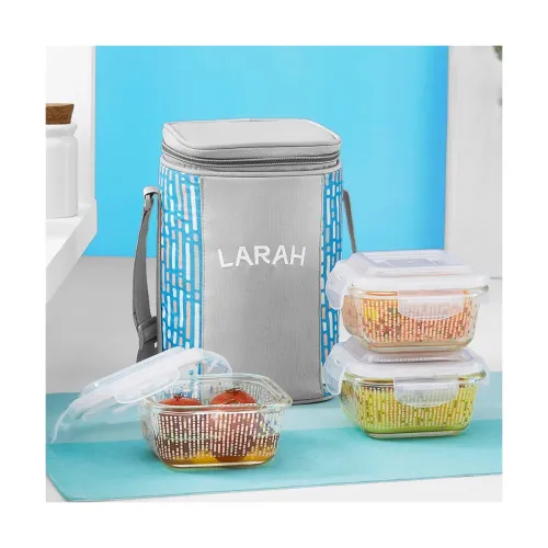 Image of Larah Glassware Vogue Borosilicate Glass 3pc Lunchbox with Bag 