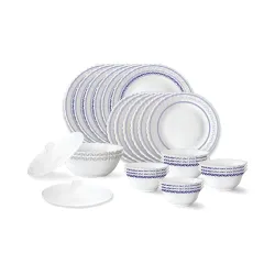 Larah by Borosil Jazzblue 28-Pc Opalware Dinner Set