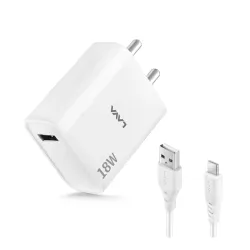 Lava 18W Fast USB Charger 3A USB to Type C 1M Cable