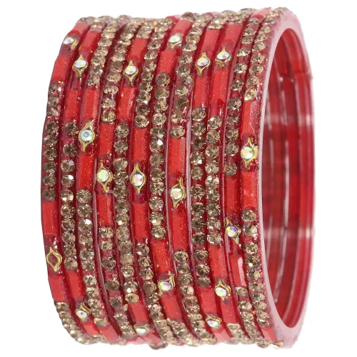 Image of LAVAZZA Stylish Glass Bangles Set For Women and Girls