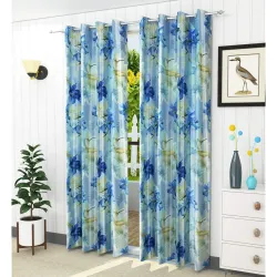 LaVichitra 2Piece Premium Eyelet Door Curtains 7ft Blue