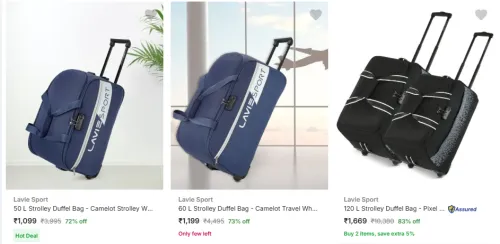 Image of Lavie Sport Duffel Bags Minimum 80% Discount