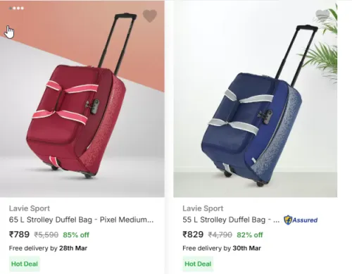 Image of Lavie Sport Strolley Duffel Bag Starting At @₹789