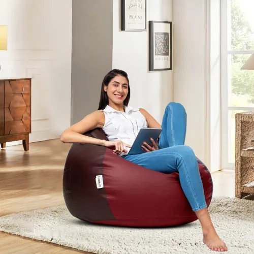 Image of Leather Bean Bag Cover Without Beans