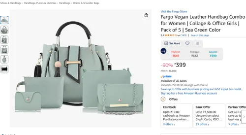 Image of Fargo Vegan Leather Handbag Combo for Women Po5