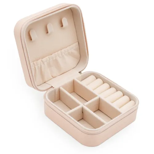 Image of Mini Jewelry Travel Case, PU Leather Organizer Jewelry Box