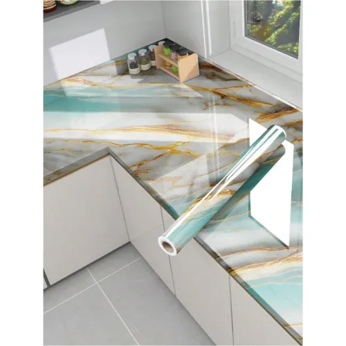 Image of LEDHOLYT Vinyl Marble Wallpaper for Home Kitchen