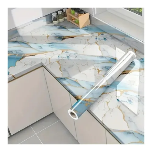 Image of LEDHOLYT Vinyl Marble Wallpaper Peel and Stick Waterproof Wallpaper