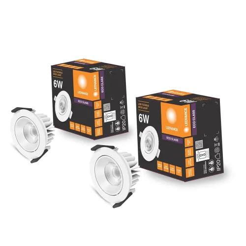 Image of LEDVANCE 6W LED Tiltable Spotlight | Cool White | 75mm Cutout Ceiling Downlight with High