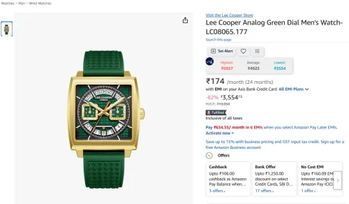 Image of Lee Cooper Analog Green Dial Men's Watch