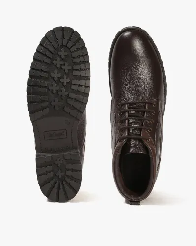 Image of LEE COOPER Men Leather Mid-Top Lace-Up Shoes