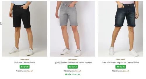 Image of Lee Cooper Men Shorts Minimum 60% Discount