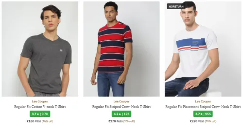 Image of Lee Cooper Men T-Shirt Minimum 60% Discount