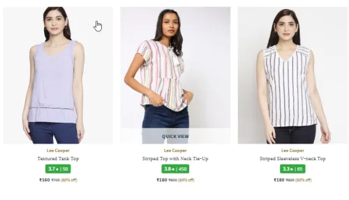 Image of LEE COOPER Striped Sleeveless Women's Top Starting @ ₹160