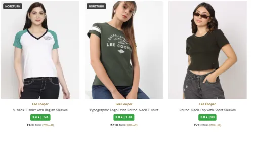 Image of Lee Cooper Women Fashion T-shirt Flat 70% Discount
