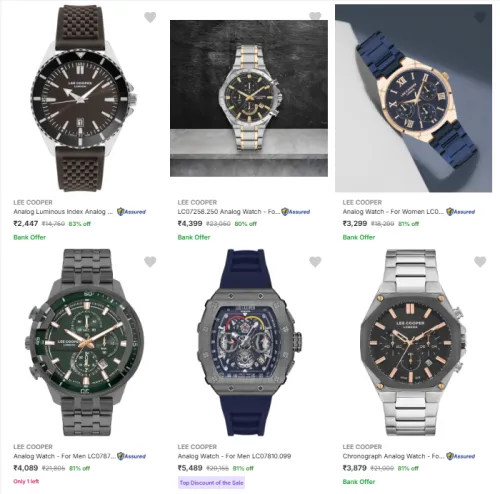 Image of Lee Cooper Wrist Watches @ Minimum 80% Discount