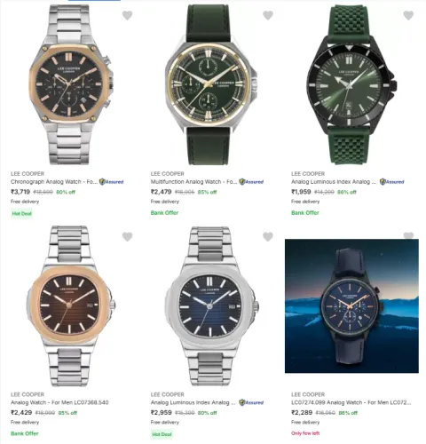 Image of Lee Cooper Brand Wrist Watches @ Up to 85% Discount