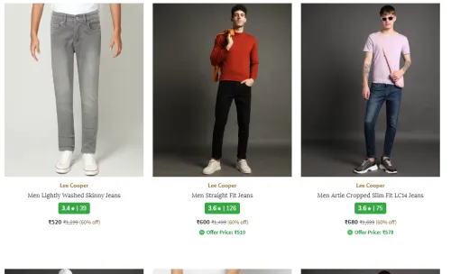Image of Lee Copper Men's Jeans Starting at just ₹520