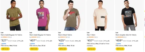 Image of lee men's t-shirt minimum 70% off