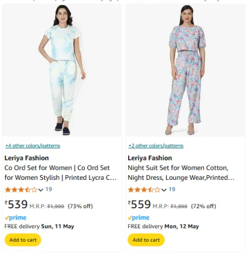 Image of Lehriya Fashion Women's Co-Ord Set at Minimum 70% Discount