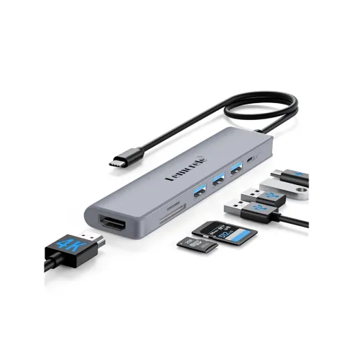 Image of Lemorele USB C Hub 7 in 1 Adapter with HDMI 4K@30Hz, 100W PD Charging