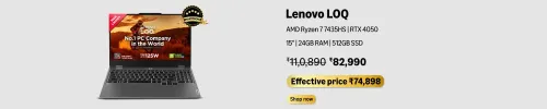 Image of Lenovo LOQ AMD Ryzen 7 @ ₹74898 on Amazon Prime Day Sale