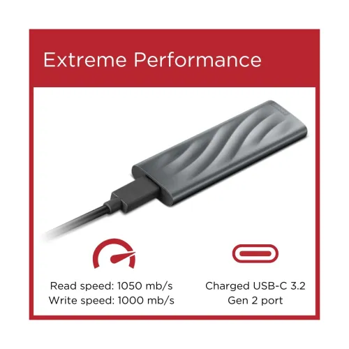 Image of Lenovo PS8 Portable SSD - 1TB, R 1050 MB/s, W 1000 MB/s| USB-C Universal Compatibility