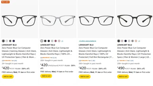 Image of LENSKART BLU Zero Power Computer Glasses Minimum 85% Discount