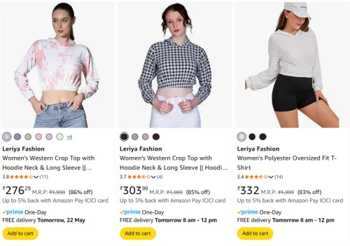 Image of Leriya Fashion Women's Hoodies at minimum 80% Discount