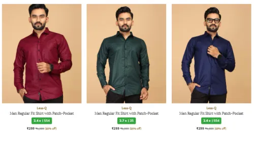 Image of LESS-Q Men Regular Fit Shirt Starting At @₹299