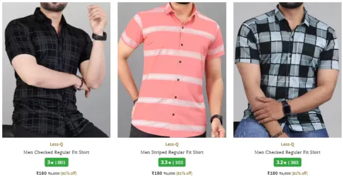 Image of LESS-Q Brand Men's Shirt @ Up to 91% Discount | Start ₹180