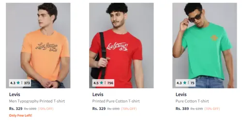 Image of Levi's Men's Fashion T-shirt Minimum 65% Discount